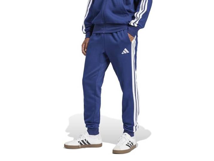 adidas Herren Essential Three Stripes Fleece Pants, Dark Blue/White, XXL