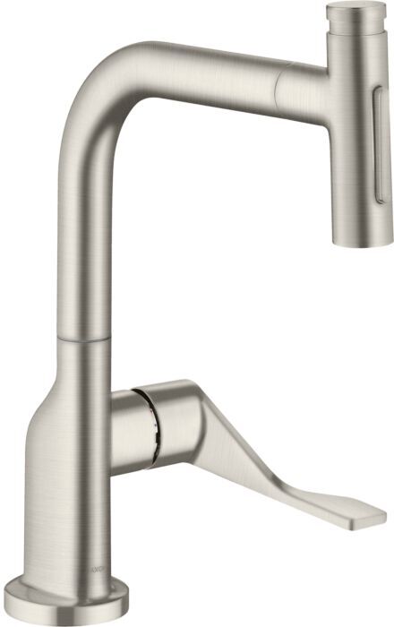Hansgrohe Select Spültisch-Einhebelmischer 39863800 mit Ausziehbrause, Edelstahl-optik