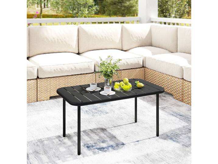 Outsunny Table Basse Jardin Acier Noir 90x50x43cm Rectangulaire