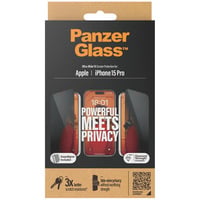 Privacy Displayschutz Ultra-Wide Fit, Schutzfolie transparent, iPhone 15 Pro, EasyAligner