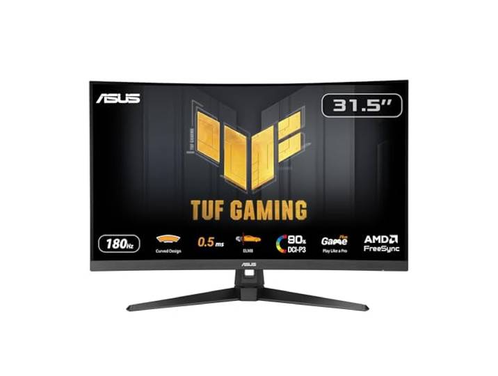 ASUS TUF Gaming VG32WQ3B 31,5 inch gaming monitor (QHD, gebogen, 180 Hz, ELMB, FreeSync, 1ms GTG (minimaal 0,5 ms), 90% DCI-P3, HDR, DisplayWidget Center)