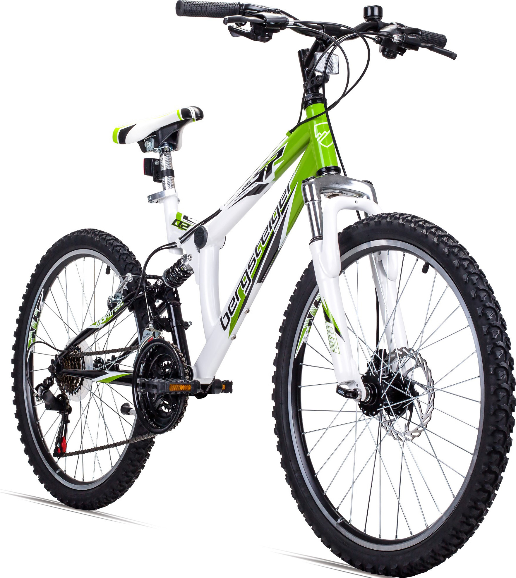 Bergsteiger Montreal 24 Zoll Kinderfahrrad, geeignet für 8, 9, 10, 11 Jahre, Shimano 18 Gang-Schaltung, Mountainbike mit Vollfederung, Jungen-Fahrrad, Mädchen-Fahrrad