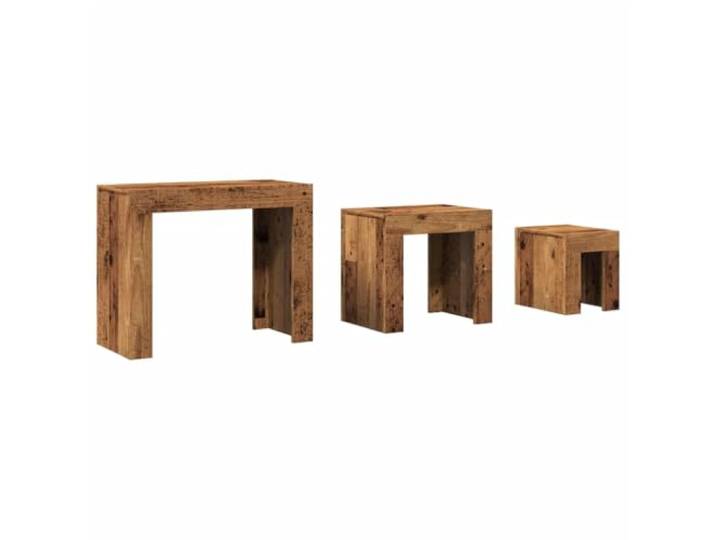 Tmriohed 3er Set Satztische Altholz-Optik Beistelltische Couchtisch Platzsparende Stapeltische aus Holzwerkstoff für Wohnzimmer und Schlafzimmer: Flexibel als Nachttisch oder Ablage nutzbar.