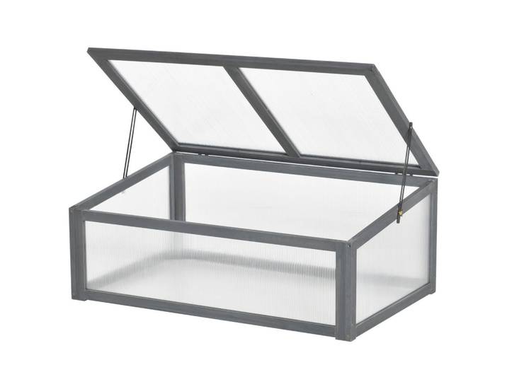 ComfortXL Mini-Gewächshaus De-05843 mit PC-Platten 100/65/40 cm Holz, Grau, 65x40x100 cm, Gartenzubehör, Gartenhäuser & Gewächshäuser