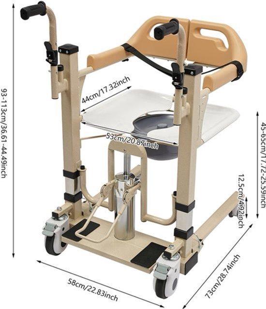 Hydraulischer Patientenlift - mobiler Hebelift mit Bremsen - verstellbare Rückenlehne