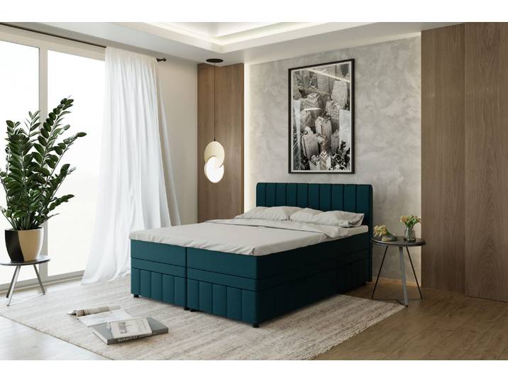 AVALON Boxspringbett 160x200 Stoff Dunkeltürkis - Kronos 4