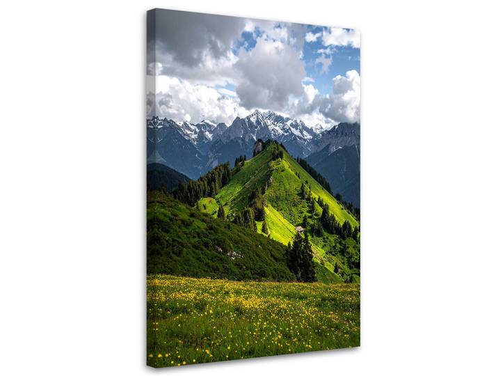 Feeby Leinwandbild Landschaft Blick Berge Wald Natur 60x90cm, Grün, Landschaft/Berg, Rechteckig, 60x90 cm, Bilder & Rahmen, Bilder, Leinwandbilder