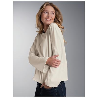 Longsleeve TRIGEMA "TRIGEMA Langarmshirt mit ausgestellten Ärmeln", Damen, Gr. XS, beige (natur), Single Jersey, 100% Baumwolle, Basic, Rundhals, Shirts