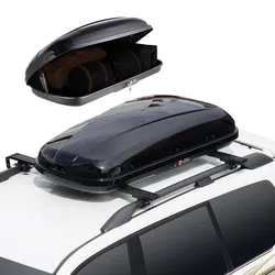 VEVOR Auto Dachbox Dachkoffer Aufbewahrungsbox 220 L, ABS-Hartschalen Dachgepäckträger Aufbewahrungsbox mit beidseitiger Öffnung und 2 verstärkten Gurten, Gepäckaufbewahrungsbox für SUVs Schwarz