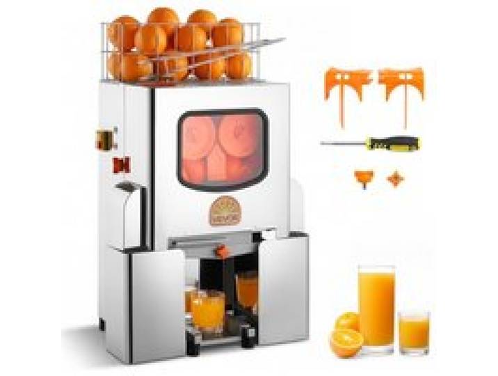 VEVOR Gewerbliche Orangenpresse Elektrische Zitruspresse 120 W Edelstahl, Saftpresse für bis zu 20 Orangen pro Minute, Entsafter für Zitronen Zitrusfrüchte Granatäpfel mit 2 Schalen-Auffangbehältern