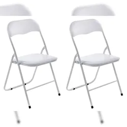 DELUKE 2er Set Klappstuhl PARIS - Kunststoff Weiß/weiß 45x45x78 cm | Klappstühle 2er Set Küchenstühle Gartenstuhl Klappbar Esszimmerstühle Tragbar