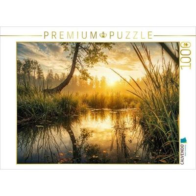 CALVENDO Puzzle Ein Natursee spiegelt die aufgehende Sonne - der Sommer zeigt seine stille Seite | 1000 Teile Lege-Größe 64x48cm Foto-Puzzle für glück