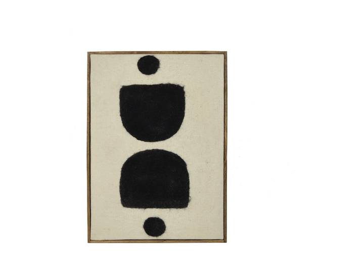 Toile encadrée en bois de manguier multicolore, cadre noir et bla
