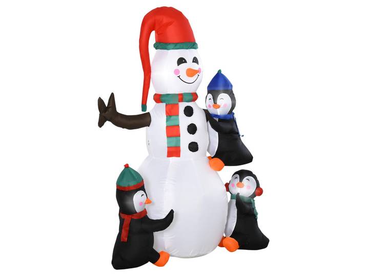 Homcom Aufblasbarer Schneemann, Polyester, Mehrfarbig, Mehrfarbig, Kunststoff, 70x180x140 cm, Dekoration, Weihnachtsdekoration