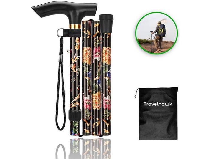 Travelhawk Wandelstok - Opvouwbaar - Verstelbaar - Zwart