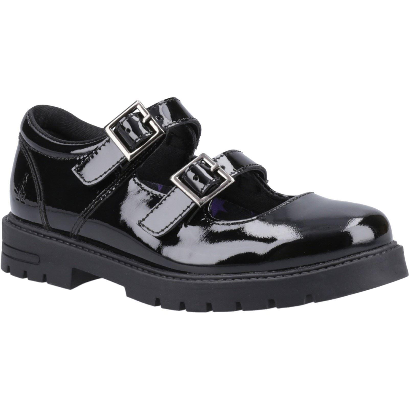 Hush Puppies Ella Patent Junior Mädchenschuhe Aus Schwarzem Leder