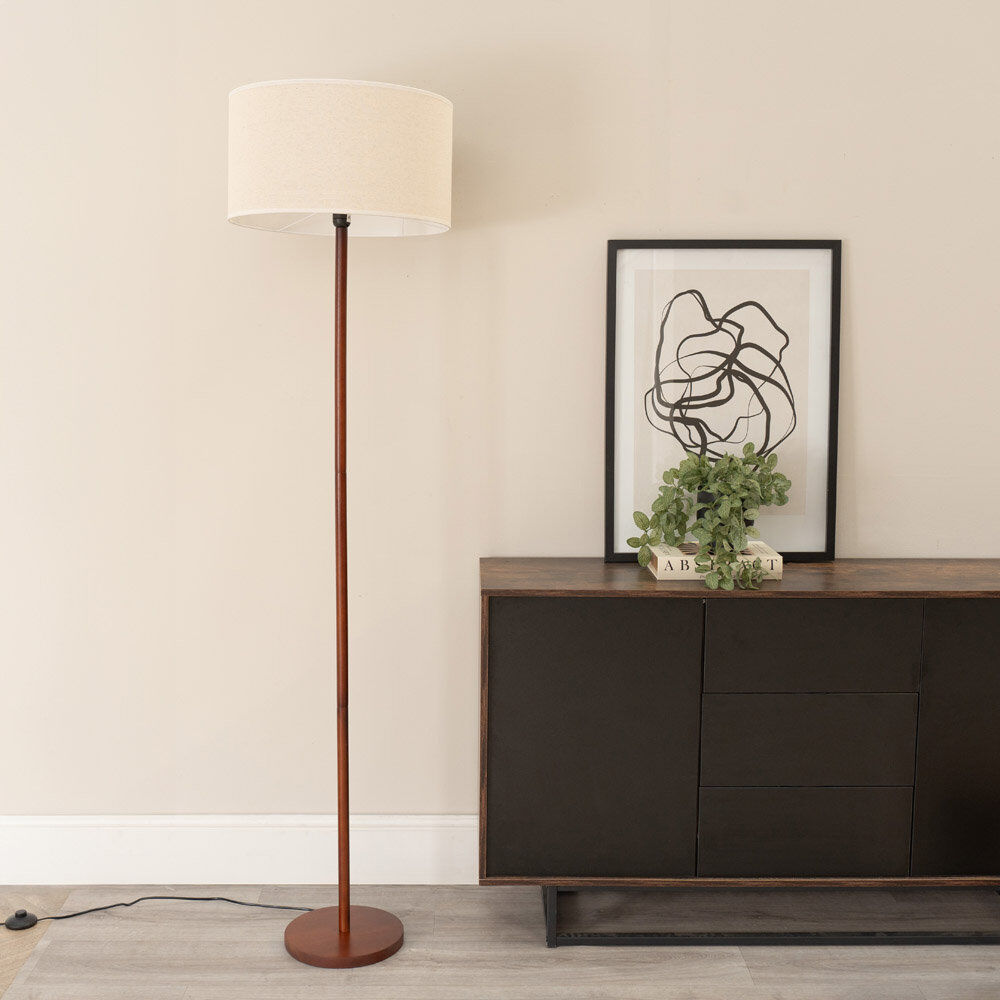 17 Stories Roseli 180 H cm Traditional Floor Lamp Natural/Walnut 180cm H X 45cm W X 45cm D