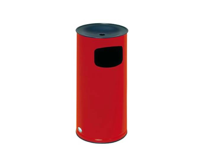 PROREGAL Klassischer runder Kombiascher HxBxT 71x35,5x35,5cm Verzinkter Stahl Rot Mülleimer Aschenbecher Abfalleimer