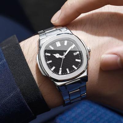 Youfap Market Calendar Mens Quartz Watch, Luxury Square Men Business Watches black