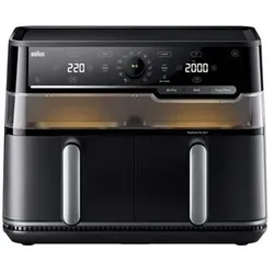 BRAUN TwinCook 5 Pro Heißluftfritteuse TD5073I BK, 10 Liter 20 Kochprogramme TD5073