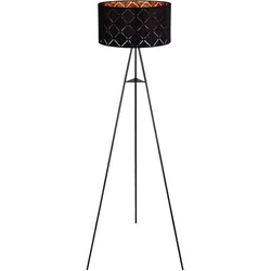 Steh Lampe Ess Zimmer Beistell Lese Stativ Leuchte Textil Schirm SCHWARZ-GOLD Globo 15334S
