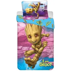 Tinisu, Kinderbettwäsche, Groot Bettwäsche Marvel - 140x200 cm weiche Baumwolle Kissen und Decke (200 x 140 cm, 90 x 70 cm)