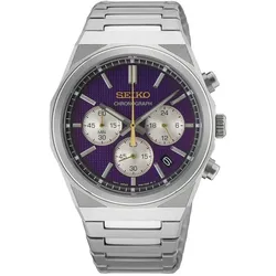 Seiko Chronograph Quarz 40 mm Edelstahlband Lila Herrenuhr HGK003P1