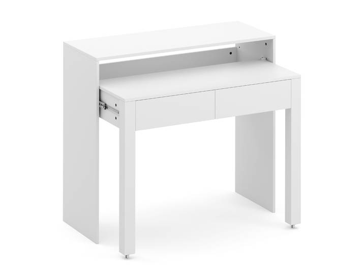 Konsolenschreibtisch ausziehbar mit 2 Schubladen CAROLA weiss