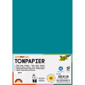 Folia Tonpapier 6338, A3, türkis, 130g/m², 50 Blatt