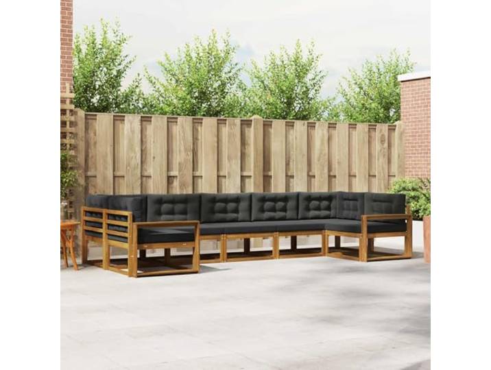 RJPLMFV Sektionalsofa für den Außenbereich, 7-Sitzer, massives Akazienholz Massives Akazienholz, robuster Lattenrahmen, ergonomisches Design, minimale Wartung