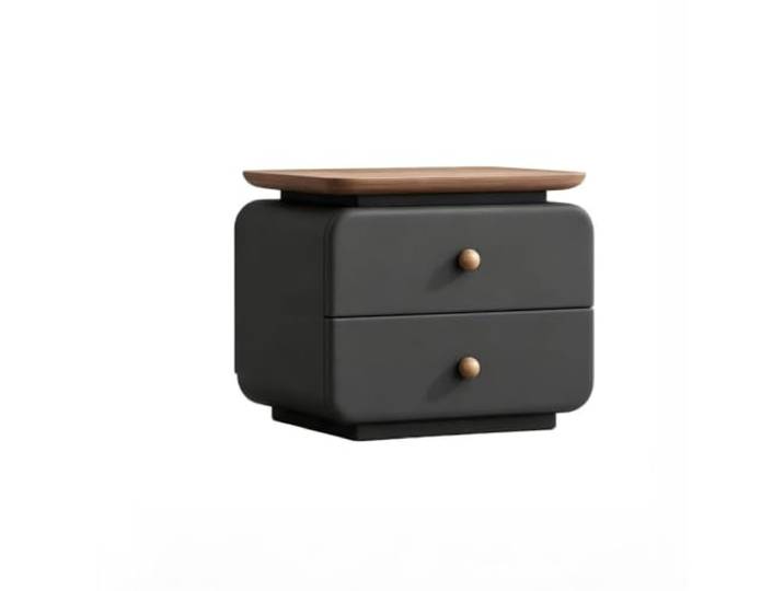 SilkRZlsss Modernes Nachttisch, Massivholz, 2 Schubladen, Beistelltisch Kleiner Tisch, Nachttisch, Minimalistisches Runddesign, Schlafzimmer Wohnzimmer(Black,30*40cm)
