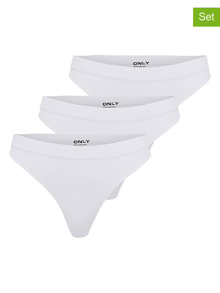 ONLY 3er-Set: Strings in Weiß - M/L