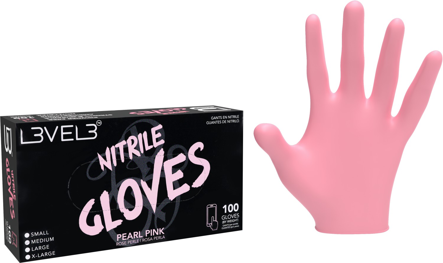 L3VEL3 Nitrilhandschuhe Medium Pearl Pink LV30153