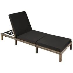 tectake Sonnenliege, SOFIA, Rattan-Kunststoffgeflecht, Stahlgestell, verstellbare Rückenlehne, Polsterauflage, 196x66x27 cm, natur