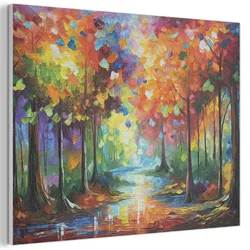 AKUSTIKBILD Landschaft - Wald - Farben - Natur Gemälde 80x60 cm