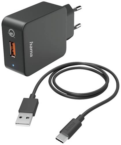 hama 00201625 Schnellladegerät mit Ladekabel USB-C, 19,5 W, 1,5 m, Schwarz
