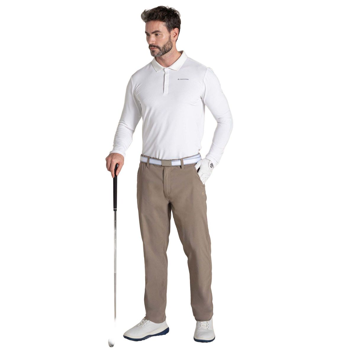 Craghoppers Nosilife Bramshaw Long Sleeved Polo Top white (900) S CMT1035 900 50