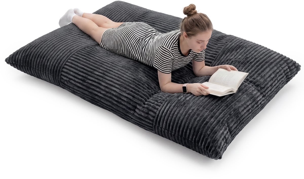 Costway 2-in-1 zitzak met afneembare overtrek, donkergrijs