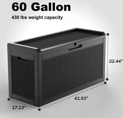 150/100/75/60/50/32/30gallon resin outdoor storage deck box weatherproof lockable(black).