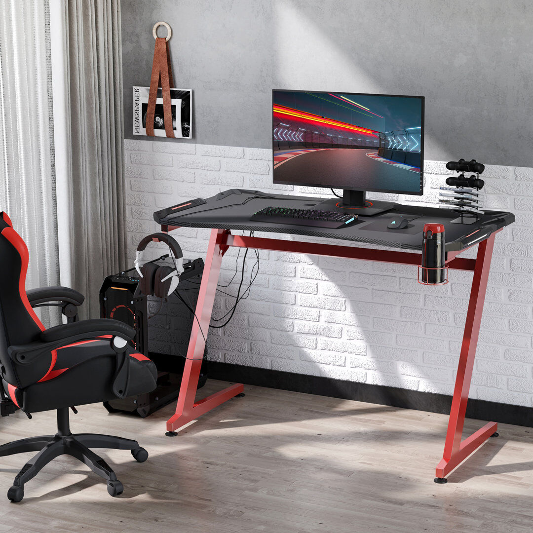Inbox Zero Klara Desk Red 96cm H x 122cm W x 66cm D