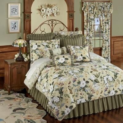 Cathay Home Inc. Garden Images III Comforter Set Parchment, Queen, Parchment