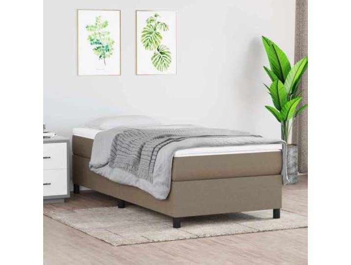 Molumvel Boxspringbettgestell 100x200 cm in Taupe - Stabiler Bettrahmen aus Stoff für erholsamen Schlaf