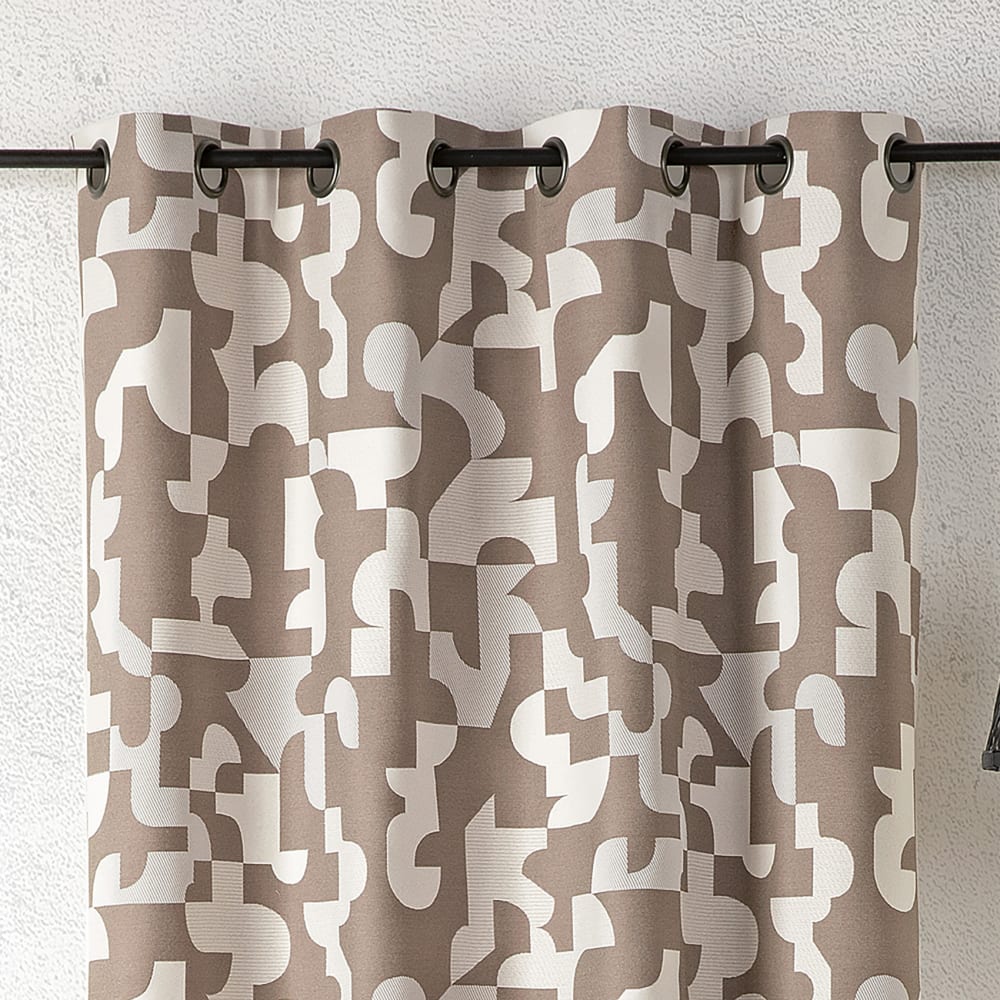 Linder Rideau jacquard géométrique texturé rétro coton taupe 260 x 140 Taupe 260x0x140cm