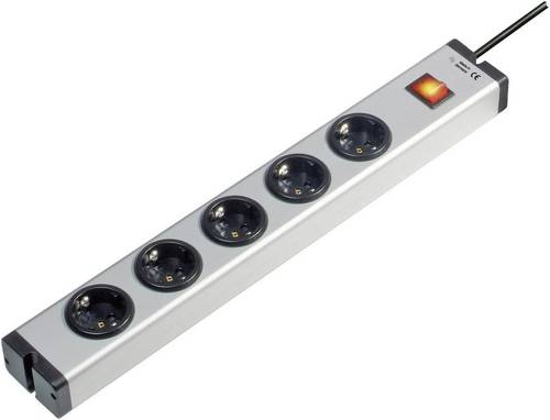 Ehmann 0601x00052031 Steckdosenleiste mit Schalter 5fach Aluminium Schutzkontakt 1St.
