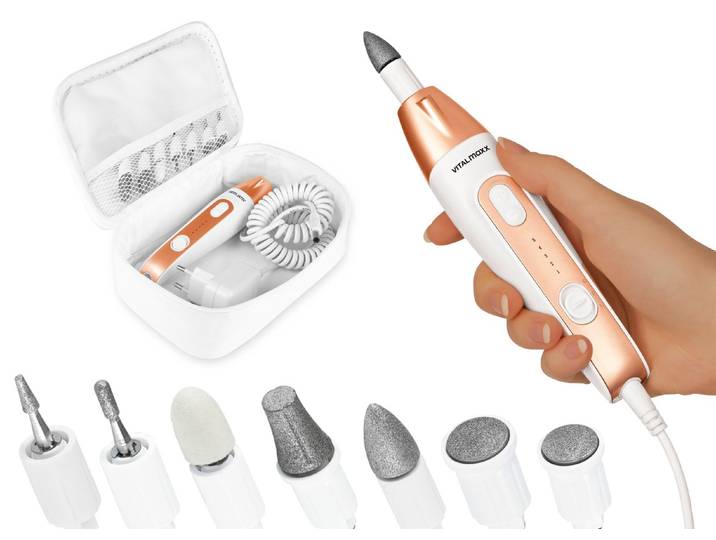 VITALmaxx Mani/&Pediküre-Set 7in1, Weiss-Roségold