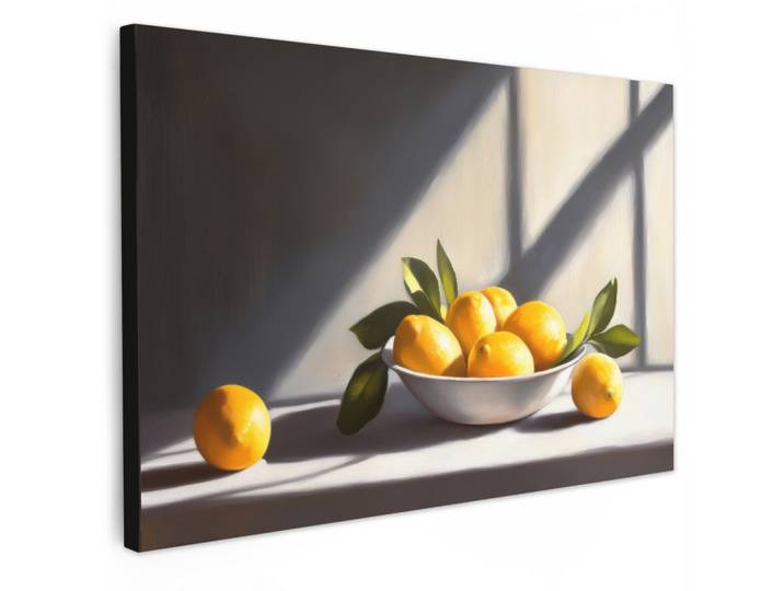 LEINWANDBILD Zitronen - Stilleben - Gelb Gemälde 60x40 cm