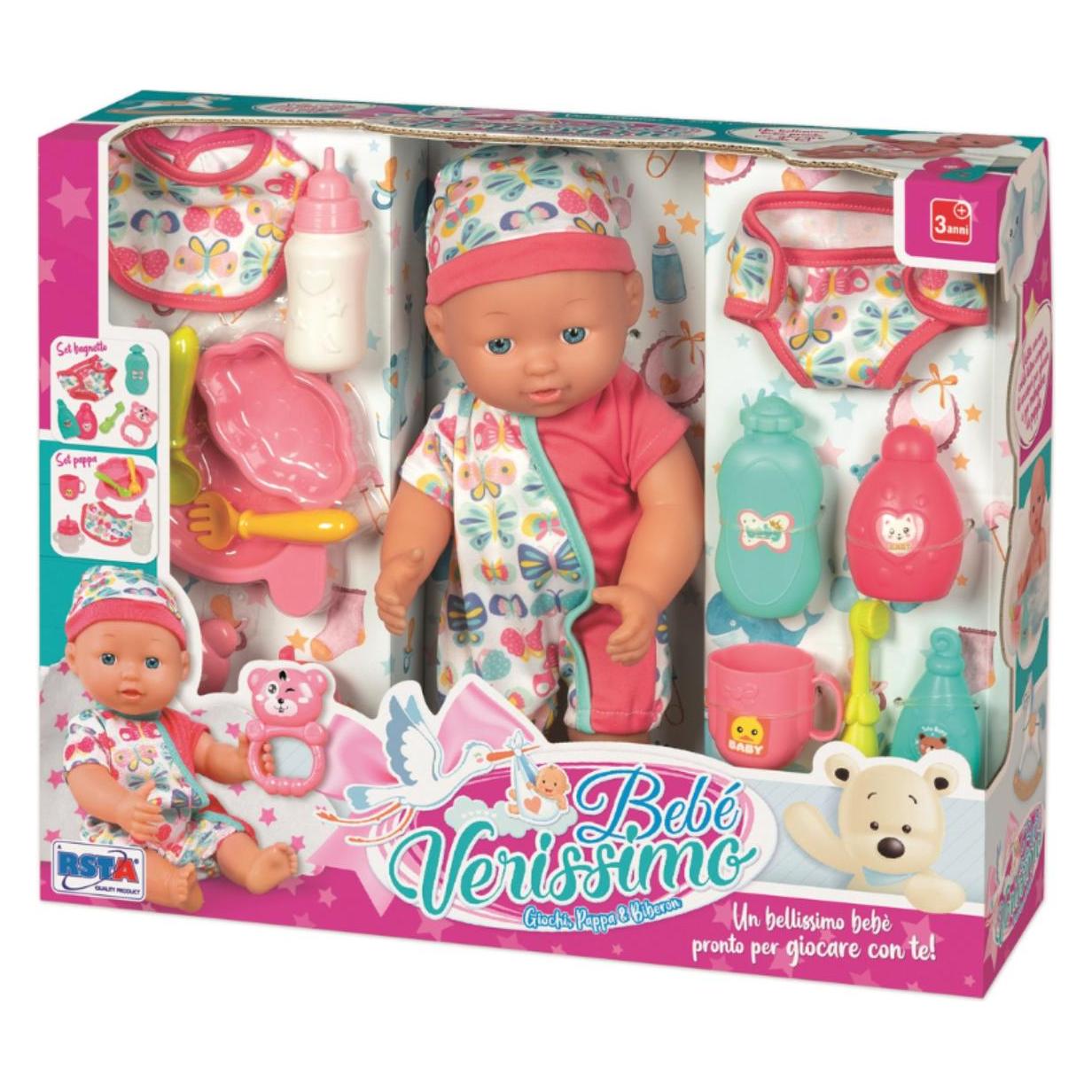 Rs Toys Bambola Bebe Verissimo 30 cm Playset Giochi Pappa Biberon Con Accessori (64978834)
