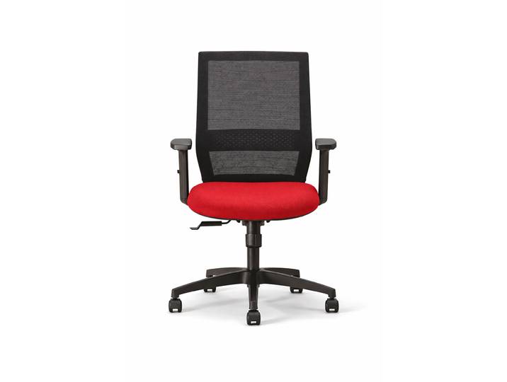 Fauteuil ergonomique Théo - Assise Tissu et dossier Maille avec accoudoirs 3D - Rouge