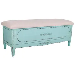 POLSTERBANK aus Holz 120x43x48 blauem