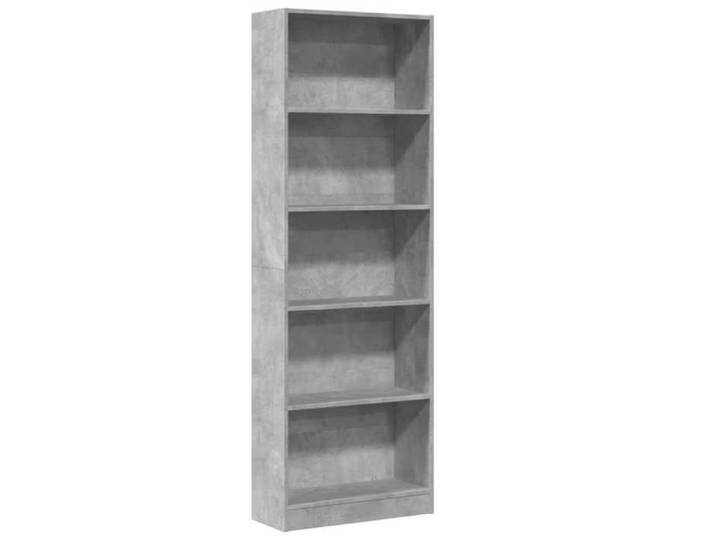 Bibliothèque - mango - Meuble de rangement - Gris béton - 60x24x176 cm - bois d'ingénierie M863